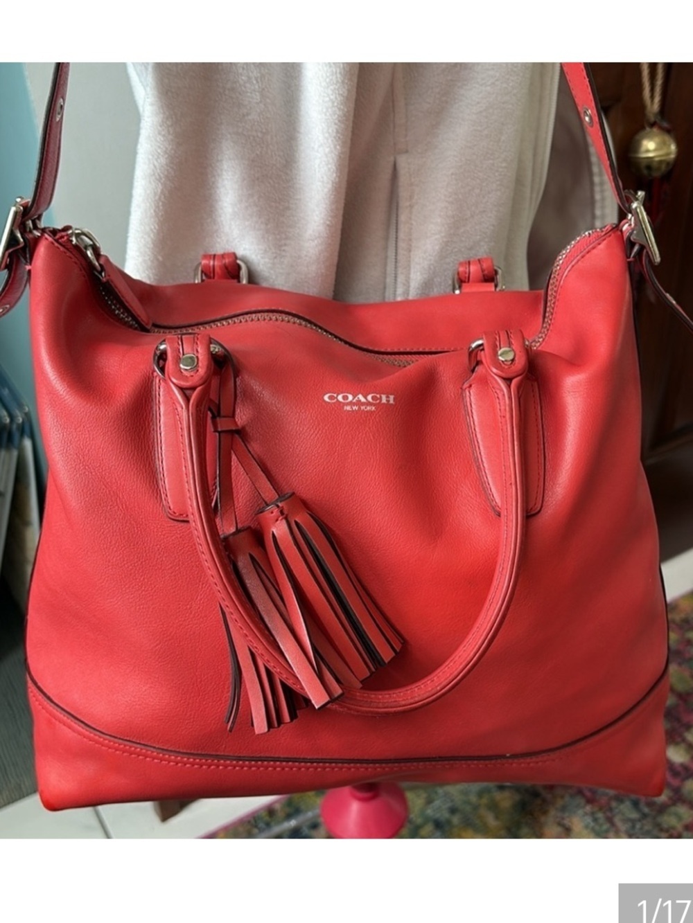Coach  Legacy Rory north south satchel  shoulder bag  large  Leather Red   GUC